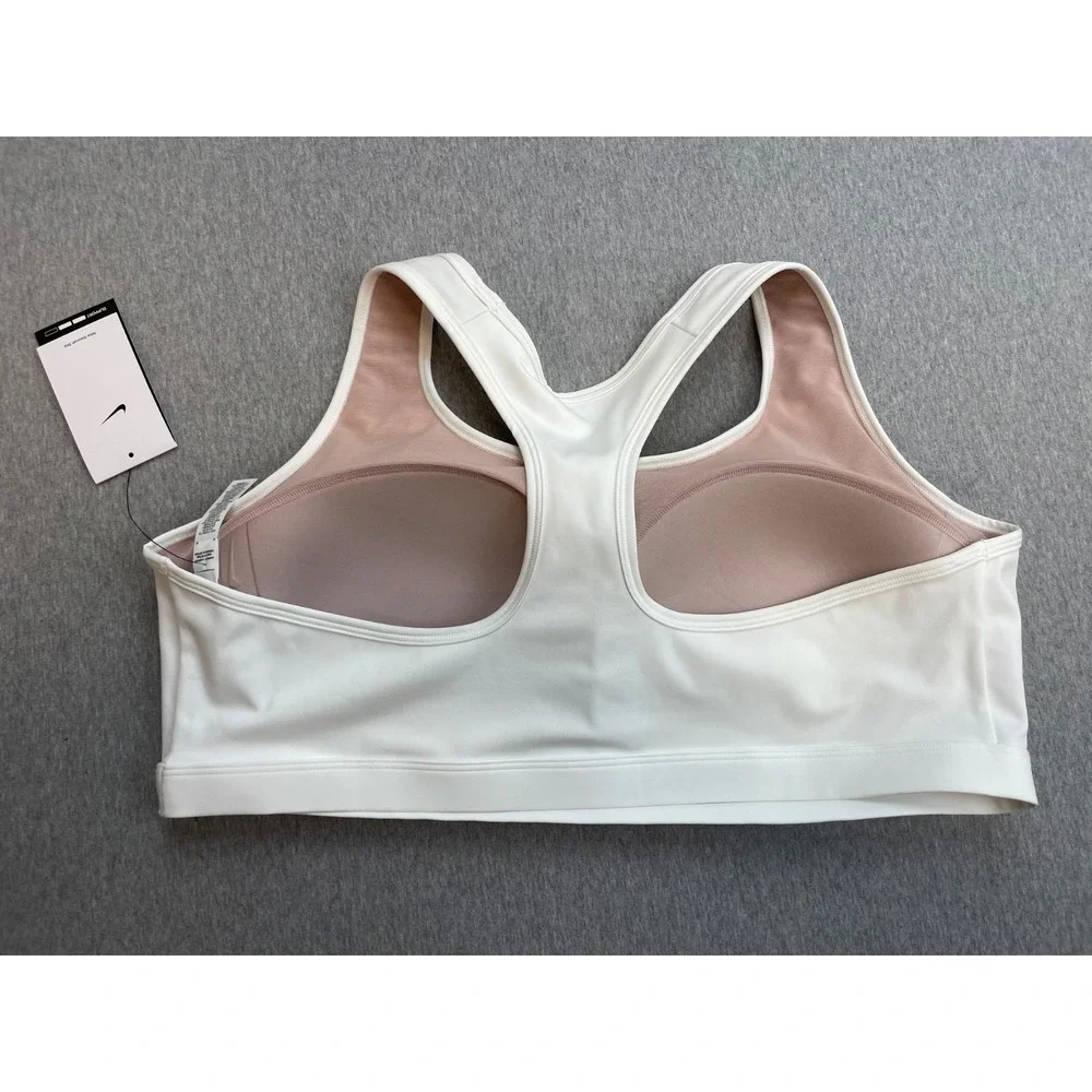 Nike Sport Bra Womens 3X White Performance Stretch Dr-Fit Racerback Logo